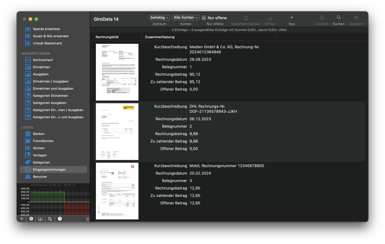 MacGiro 14 Eingangsrechnungen dark